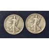 Image 1 : 2 pcs  90% Silver Halves -  1934 P / 1935 P Walking Liberty Half Dollars - See Pictures