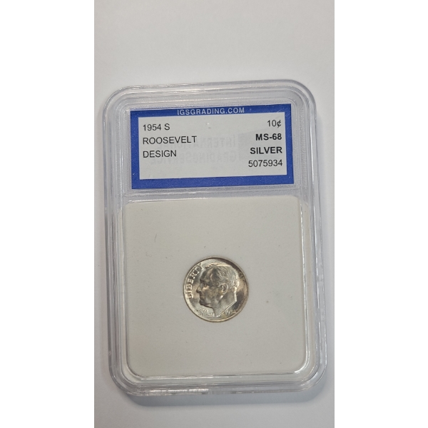 IGS 1954-S MS-68 90% Silver Roosevelt Design 