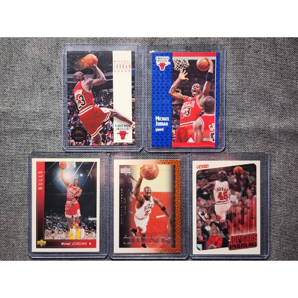Lot of Five Michael Jordan Chicago Bulls Basketball Trading Cards - All in Good Condition! 