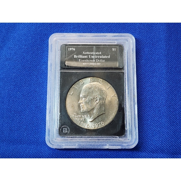 1976 Authenticated Brilliant Uncirculated Eisenhower Dollar Coin 