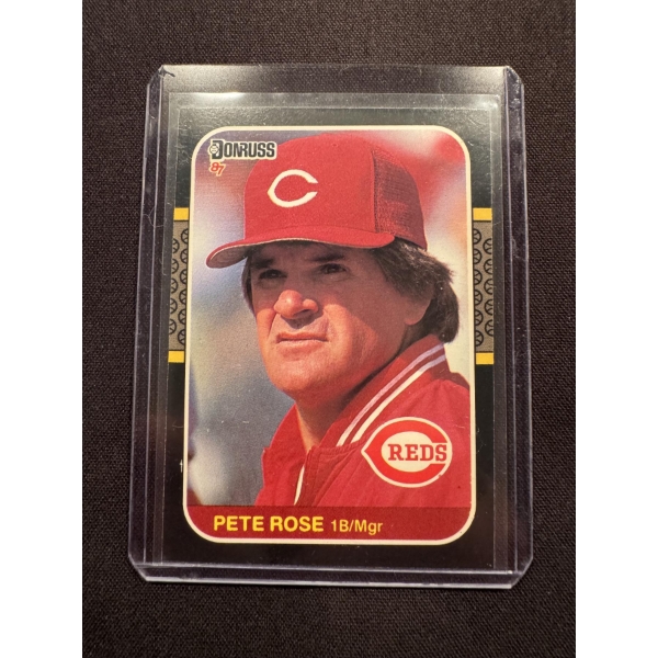 1987 Donruss Pete Rose Baseball Card - Mint Condition In Protective Holder - Exceptional Card