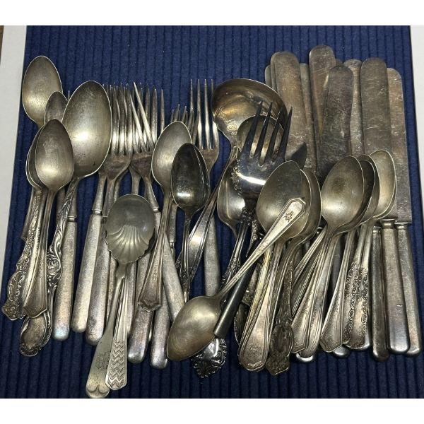 Assorted Silverplate Silverware including Masonic Freemason Spoon - Approx. 5lbs 2.9oz