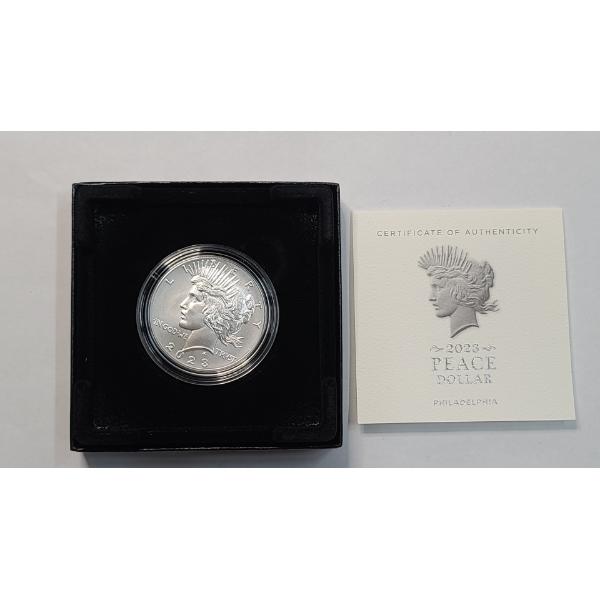 2023-P United States 0.859 Troy Oz .999 Fine Silver Peace Dollar In Original Box With COA