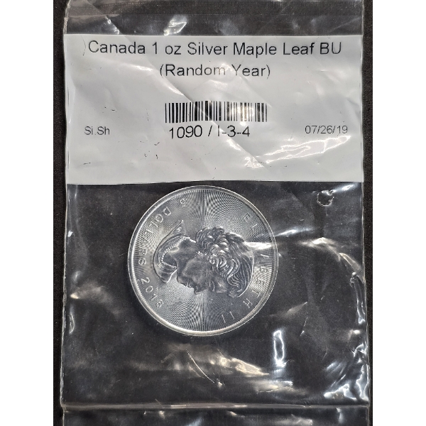 Canada 1oz Silver Maple Leaf BU 2016 - $5 - .9999 Silver