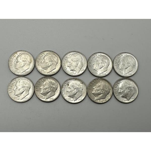 Uncirculated Condition 1946 Silver Roosevelt Dimes - 90% Silver, 1.00 $Face Value
