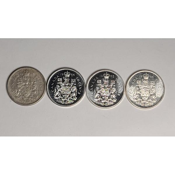 1959, 1964 & 1965, 1966 Canadian 80% Silver 50 Cent Coins