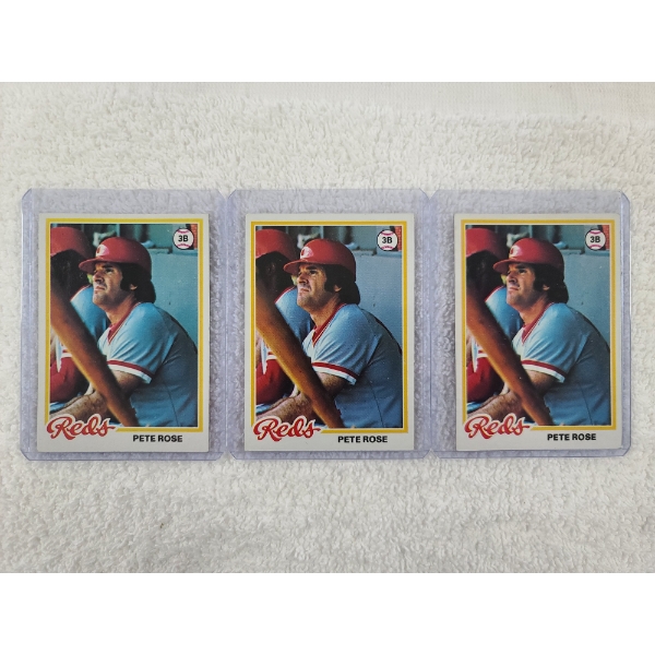 3 - 1978 Pete Rose Topps Baseball Cards - Mint Condition & Centered