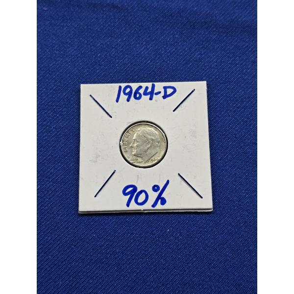 1964- D 90% Silver Roosevelt Dime