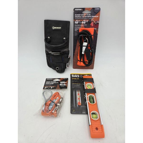 New Bungee Safety Flag, Tool Holster, Level & Trunk Tie Downs
