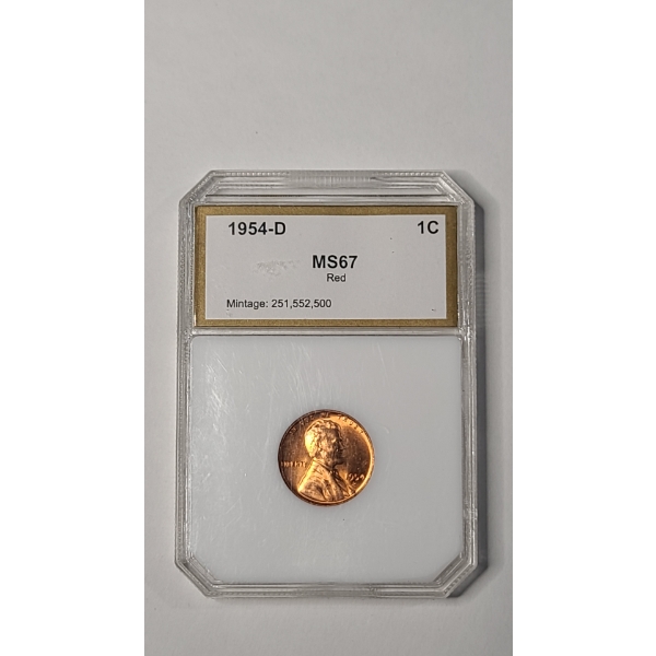 PCI 1954-D MS67 RED Lincoln Wheat Cent 