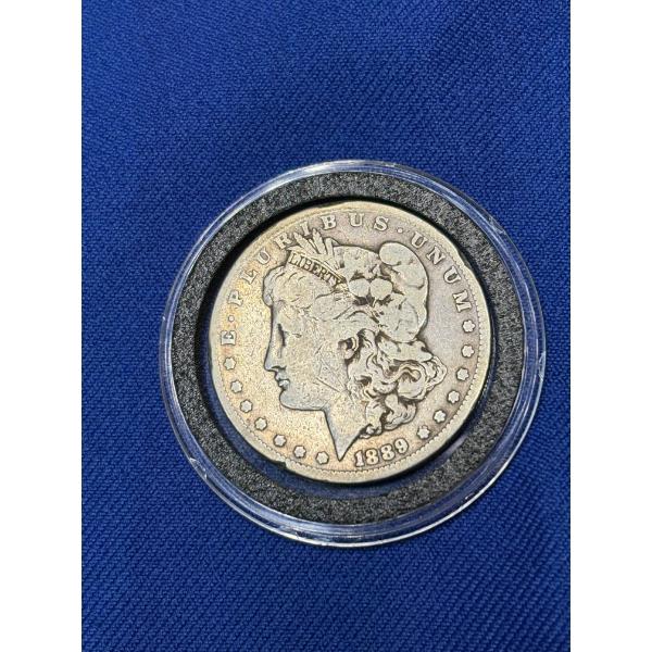 90% Silver Carson City Morgan Silver Dollar - In1889 - In Clear Casing - Mintage of 350,000