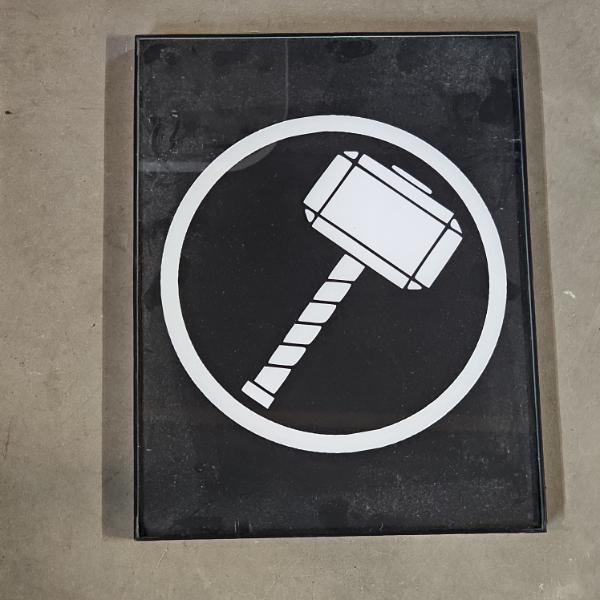 Marvel Thor Mjolnir Hammer Minimalist Framed Glass Art (13x10")
