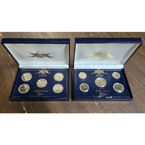 1999 24k Gold Plated State Quarters and 1999 24k Gold Plated Coin Set