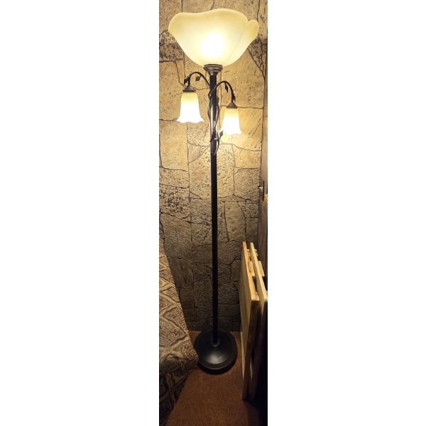 Floral Inspired Floor Lamp with 2 Down Facing Lights 72"