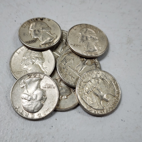 Eight Assorted United States 90% Silver Quarters ~ $2.00 Face Value