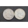 Image 1 : United States 1960-D & 1961 90% Silver Franklin Half Dollars - Face Value: $1.00