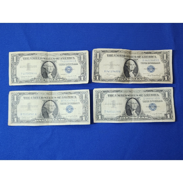 x4 United States One Dollar $1 Silver Certificates
