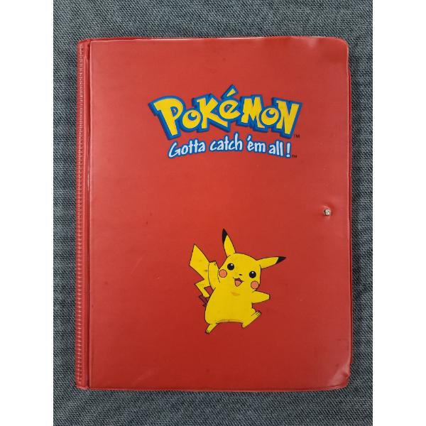 Vintage Original Red Pokemon Trading Card Album Featuring Pikachu on Cover - No Cards Included