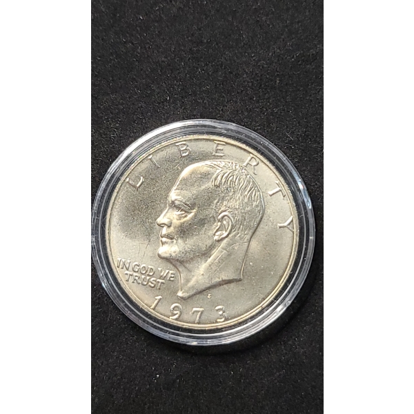 1973-S Eisenhower 40% Silver Dollar In Coin Capsule