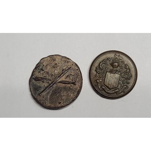 (2) Vintage Buttons - Unknown Origin