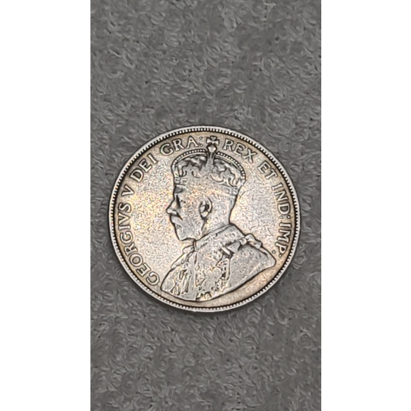 Canadian George V 50 Cent 0.9250 Silver Coin - ASW: 0.3456 oz