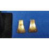 Image 9 : 14K Gold Leaf Carved Stud Back Earrings & 14K Gold Ring With Diamonds - Size 3 - Total Weight: 2.6g