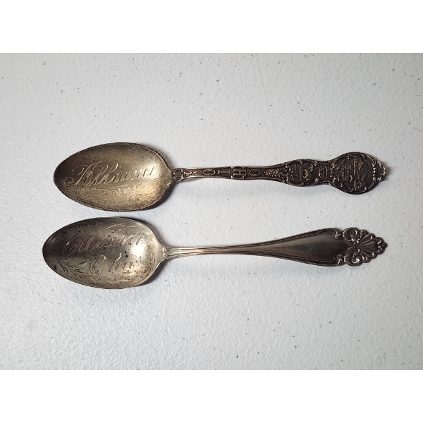 x2 Alliance Ohio Engraved Sterling Silver Souvenir Spoons TW: 33.2g