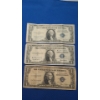 Image 1 : (3) $1 Silver Certificates - Series 1935 D, 1935 E, 1935 F