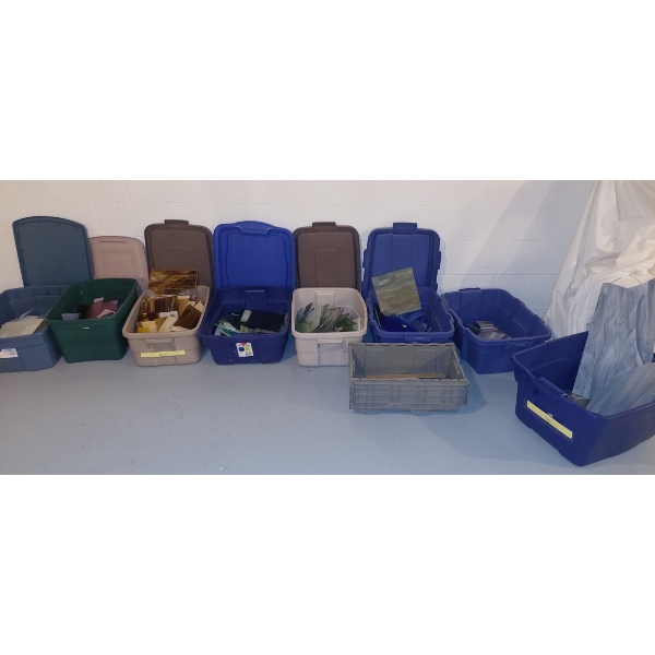 Stained Glass Tools & Supplies - 4  Large Group In Bins - Remaining SG Glass Cut Pcs - Colors/Shapes