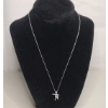 Image 1 : Sterling Silver Cross & Feather Diamond Pendant On 17.5" Necklace - Weight: 3.1g