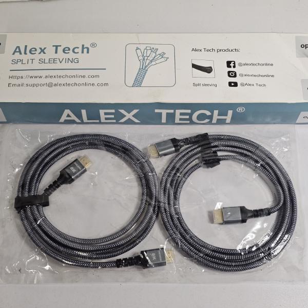 Two 8K HDMI Cables plus a Cable Managing Sleeve to Organize Wires