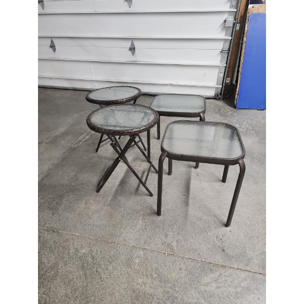4 Outdoor Glass-Top End Tables