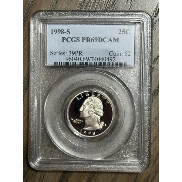 PCGS PR69 DCAM 1998-S Washington Quarter