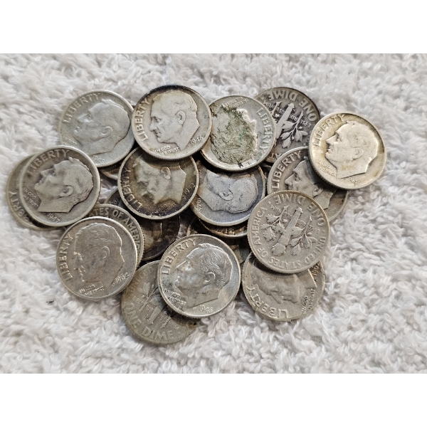 United States Roosevelt Dimes - Composed of 90% Silver - AFV $2.00