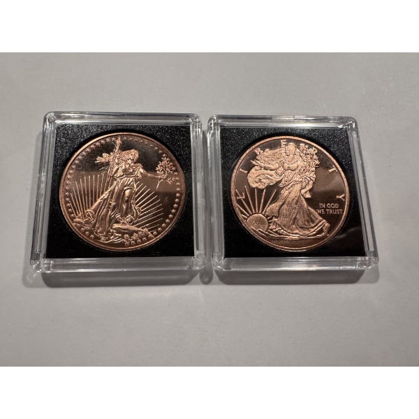2 - Exceptional Liberty .999 Fine Copper Coins In High End Holders - Mint Condition