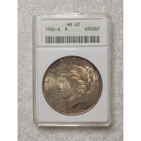 ANACS MS63 Graded 1926-S Silver Peace Dollar 