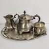Image 1 : 4-Piece Monogrammed Vintage Silver-Plated Tea Service Set - (3.8 lbs)