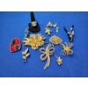 Assorted Gold-Tone Costume Jewelry: Rings, Pins, Pendant