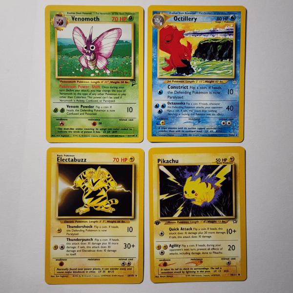 Four Assorted Vintage Pokemon Trading Cards Including Two Rares & 1ST EDITION PIKACHU 70/111 ~ NM!