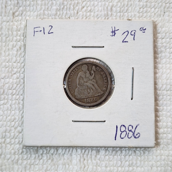 1886 Seated Liberty Dime - 90% Silver U.S. Coin