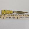 Image 2 : Vintage Mexican Brass Letter Opener ft. Carved Calcite (Mexican Onyx) Aztec Idol Handle, 6.25"