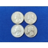Image 1 : Four Assorted Years Silver Washington Quarters - 90% U.S. Silver - FV: $1.00
