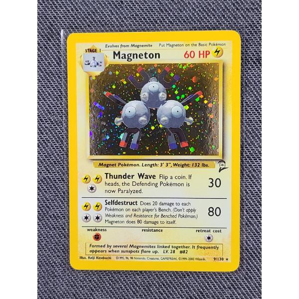 Magneton 9/130 Holo Rare Pokemon Base Set 2 Trading Card 