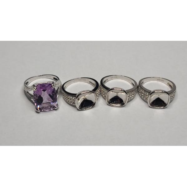 (4) Sterling Silver Rings - Size 7 - Total Weight: 16.2g