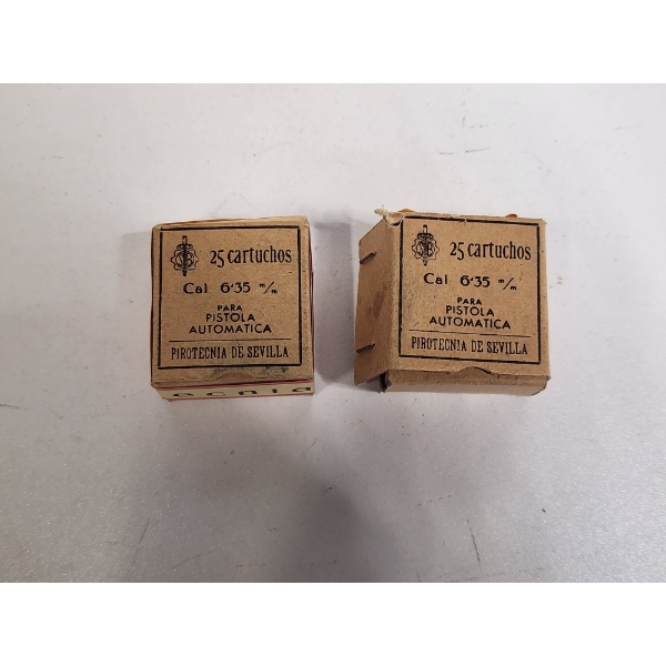 2 Vintage Boxes of 6.35mm Pistol Ammo - One Full & Sealed, One Partially Full
