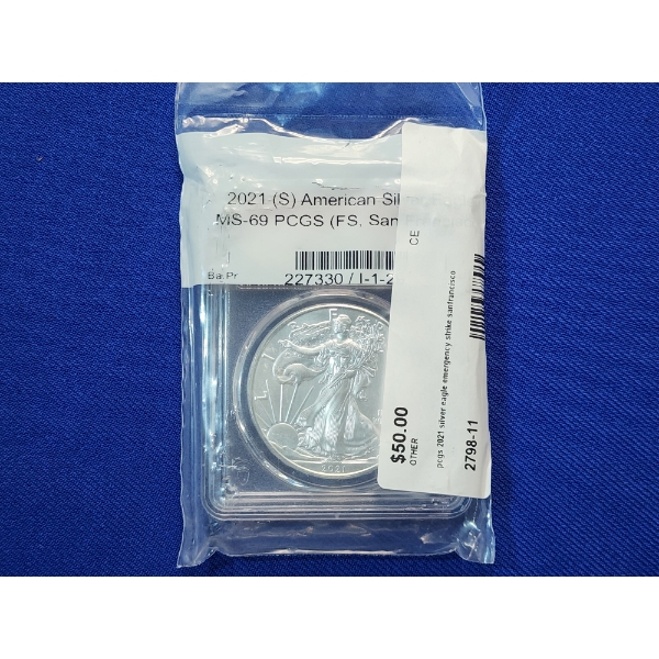 2021-S American Silver Eagle 1 oz Fine Silver Graded MS69 by PCGS - in Factory Sealed Package!