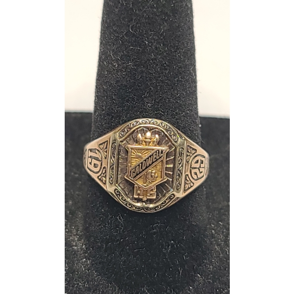 Vintage 10K Yellow Gold 1929 Caldwell High School Class Ring - Size 8 - Weight: 5.8g
