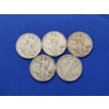 Image 1 : x5 90% Silver Walking Liberty Half Dollars: 1941, 1942, 1942, 1943, 1943 FV: $2.50