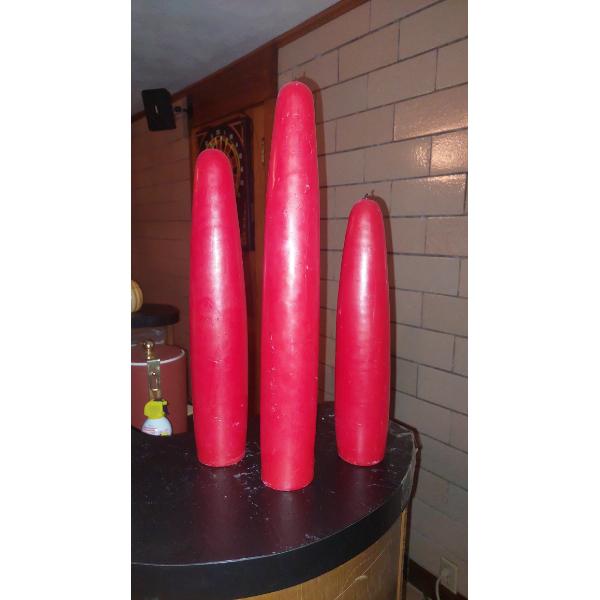Three (3) Large Decorative Candles 17' Tallest   Unused 3" Wide