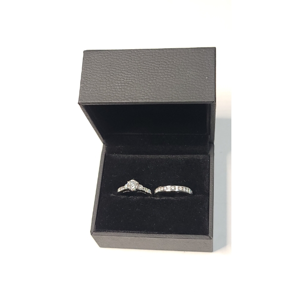 14K White Gold Bridal Ring Set With Diamonds - Size 5 - Total Weight: 4.8g